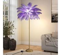 KKXXYQFC Natural Ostrich Feather Floor Lamp - Ele Atmosphere Lighting Eye Protect Reading Light for Bedroom & Living Room Corner Decor G4x6 Purple rious