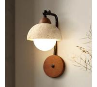 KKXXYQFC Natural Stone Sconce Lighting Marble Wall Lamp Yellow Stone Wall Sconce with Walnut Base Bedroom Wall Lights Bathroom Vanity Lights for Living Room Hallway Stairs Kitchen