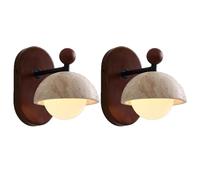 KKXXYQFC Natural Stone Wall Sconce Walnut Base Wall Lamp Mid Century Marble Stone Sconce Lighting with White Glass Shade Bathroom Vanity Light Fixture for Living Room Cafe Hallway Kitchen