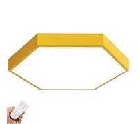 KKXXYQFC Nordic Hexagon Led Ceiling Light,Acrylic Flush Mount Close to Ceiling 1800-2000Lm,40Cm Yellow Geometric Ceiling Lamp 24W,Child Decor Light Fixtures,Dimmable+Remote,40Cm