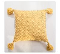 KKXXYQFC Nordic Solid Color Cushion Cover Home Decor Pillowcase Chic Knitting Tassel Pillow for Sofa Car Decoration