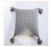KKXXYQFC Nordic Solid Color Cushion Cover Home Decor Pillowcase Chic Knitting Tassel Pillow for Sofa Car Decoration