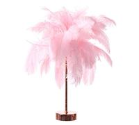 KKXXYQFC Pink Feather Table Lamp LED Remote Control Feather Light Iron Metal Base Night Light Copper Wire Romantic Light 3 Modes Bedroom Bedside Lamp