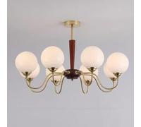 KKXXYQFC Retro American Magic Bean Chandelier, Rustic Walnut Iron Vintage Lighting, Industrial Pendant Light, Farmhouse Ceiling Fixture, Antique Lamp,8 heads