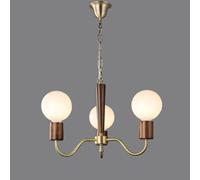 KKXXYQFC Retro American Magic Bean Chandelier, Walnut Wood and Copper Antique Ceiling Lamp, Rustic Lighting, Mid-Century Lighting,3 heads