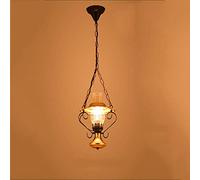 KKXXYQFC Retro Pendant Lighting Interior Industrial Glass Pendant Lamp Wrought Iron Ceiling Light Iron Art Suspension Lights Glass Lantern Chandelier Lights E27 Base Kitchen Island Chain
