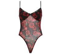 KKXXYQFC Rose Print Mesh Spaghetti Strap Bodysuit Women Wrapping Bow Lace Sleeveless Backless Elastic V Neck Body Camis