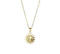 KKXXYQFC Sense Sun Pendant Stainless Steel Necklaces For Women Retro Punk Style 18k Plated Chain Jewelry Ladies present