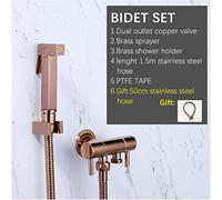 KKXXYQFC Solid Brass Hand Held Bidet Sprayer Rose Square Toilet Dual Valve Douche Kit Faucet Shower Head Muslim Shower Bidet