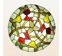 KKXXYQFC Stained Glass Flush Mount Ceiling Light Handcrafted Stained Glass Ceiling Lamp Floral Victoria Decorative Chandelie for Dinner Room Living Room Bedroom Corridor,grapes,20inch
