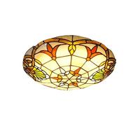 KKXXYQFC Style Stained Glass Ceiling Light Baroque Handmade LED Flush Mount Ceiling Lamp Fixture for Kitchen Island Bedroom Hallway Living Room,12in