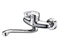 KKXXYQFC The Brass Body Into The Wall Mounted Chrome Kitchen Faucet Single Handle Hot and Cold Water Mixer Kitchen Sink Faucet Laundry Pool Water Mixing Valve Torneira Cozinha