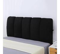 KKXXYQFC Thickly Padded Upholstered Reading Pillow Cover for Twin Queen King Size Headboard Washable Slipcover for Wood/Iron Headboard Dustproof Protector Short Plush Material Black 150x60cm