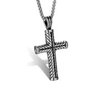 KKXXYQFC Trendy Retro Cross Pendant Stainless Steel Necklace For Men Anniversary Valentine's Day Light Luxury Leisure Holiday Jewelry