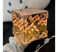 KKXXYQFC Tulip Cube, Tulip Cube Lamp, Lampara De Tulipanes Cubo, Tulip Lantern LED Night Light (Pink, 20)