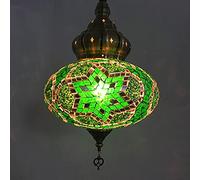 KKXXYQFC Turkish Pendant Lamp,Multicolor Mosaic Lantern Ceiling Pendant Light Handmade Moroccan Hanging Light Bohemian Style Chandelier for Bedroom Bar Stained Glass Lamp W10 H32,E14,H