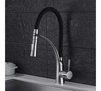 KKXXYQFC Universal Flexibility Kitchen Tap Brushed Black Sink Mixer Tap 360 Degree Rotation with Aerator Deck Mounted Single Lever Retro Torneira Cozinha