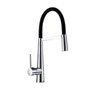 KKXXYQFC Universal Flexibility Spray Head Black Kitchen Tap Chrome Sink Mixer Tap 360°Rotation with Aerator Deck Mounted Single Lever Retro Torneira Cozinha