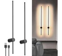 KKXXYQFC Wall Lamps Sconces LED Wall Sconces Battery Operated USB Rechargeable Matte Black Indoor Lamps with Warm White Light Perfect Décor for Living Room(Matte Black)