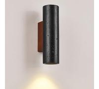 KKXXYQFC Wall Lamps Sconces Light Black Marble Cylinder Wall Light Led Mid Century Wall Lamp with Wood Mount Vintage Industrial Farmhouse Bedside Lamp for Hallway Living Room Bedroom Natural