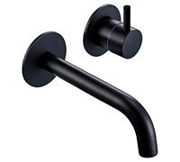 KKXXYQFC Wall Mounted Single Handle Bathroom Sink Faucet, Matte Black -Two Hole Brass Basin Mixer Taps,Brushed Gold(Matte Black)