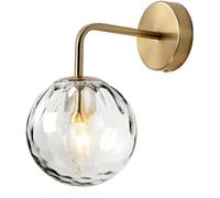 KKXXYQFC Water Clear Glass Wall Sconce with Curved Metal Bracket, Indoor Wall Lamp with Finish, E14 Socket Fixture, Adjustable Contemporary Interior for Bedroom, Living Room