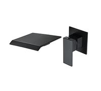 KKXXYQFC Waterfall Bathroom Sink Faucet Wall Mount Single Handle Basin Mixer Tap Brass Vessel Large Flow with Ceramic Valve Core, Hot and Cold Water,Chrome(Nero)