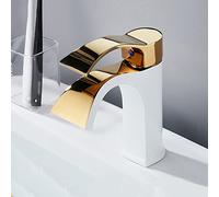 KKXXYQFC Waterfall Bathroom Sink Tap, Hot and Cold Water Taps, Brass, Single Handle Mixer Faucet(Platinum B)