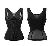 KKXXYQFC Women Tummy Control Body Corrector Full Back Brace Corset Vest Waist Trainer Weight Loss Shapewear (Beige Medium) (Black XX)