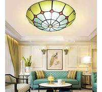 KKXXYQFC Yellow Mediterranean Dome Embedded Mount Ceiling Light 4-Light 20Inch Stained Glass Ceiling Lamp Victorian Decoration Chandeliers for Bedroom,Living Room, Entryway,Foyer,Kitchen