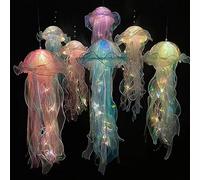 KKYONG LED Jellyfish Lamp Night Light 2PC Handmade Creative DIY Portable Atmosphere Decorative Lamp Decorative Lamps Mood Lights for Baby Kids Gift Birthday Outdoor Party Halloween Decorations,Blue