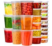 kkyvvy Deli Containers with Lids 48 Sets - Plastic Soup Containers with Lids 8oz, 16oz, 32oz - Take Out Container for Restaurant, Food Container with Leakproof, Microwave/Freezer/Dishwasher Safe