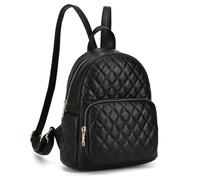 KL928 Quilted Mini Backpack for Women, PU Leather Backpack, Designer Handbag, Small Casual Backpack for Women, Black, 11 x 15.9 x 12.8 inches, School Bag