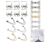 klahh 18 Pcs Clothing Adjustment Set, Includes 6 Magnetic Hem Adjusters, 6 Invisible Pant Leg Clips, 6 Heart-Shaped Waist Snaps, No Sew Clip for Jeans Trousers Skirts