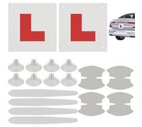 klahh 2 Pack L Plates for Car, Night Reflective Learner Plates with 8 Suction Cups and 8 Door Handle Protectors, Easy to Install and Remove for Driving Practice
