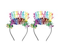 klahh 2Pcs Birthday Girl Headband Colorful Birthday Headband Happy Birthday Crown Girls Sequin Happy Birthday Crown Birthday Party Decorations for Kids Toddlers Girls Women