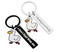 klahh 2PCS Cartoon Duck Keychain I DUCKING LOVE YOU Metal Duck Lovers Gift for Duck Lover birthday holidays Black+White