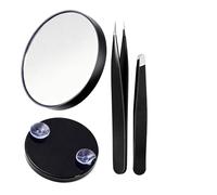 klahh 3 Pcs Small Magnifying Mirror 50x with 2 Tweezers,Blackhead Remover Kit, Portable Magnified Mirror for Skin Care, Travel Vanity Mirror with Case for Facial Grooming and Eyebrow Plucking