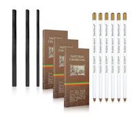 klahh 40Pcs Charcoal Pencils & Sticks Set, Drawing Supplies with White Charcoal Pencil & Graphite Stick, 3-9mm Art Materials for Sketching Shading, Ideal Gift for Artists Hobbyists