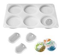 klahh Epoxy Resin Moulds 6+4 Cavity, 5 Shapes Set Silicone Moulds for Resin - Large 6-Cavity Round for Coasters, Small Round, Heart, Oval, Shield for Pendants & Keychains, Reusable DIY Casting Kit