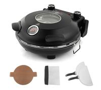 KLAIF Electric Pizza Oven Indoor With 12" Ceramic Stone, Dual Adjustable Temperature Controls, Includes 4 Pizza Tools, LMR-Black