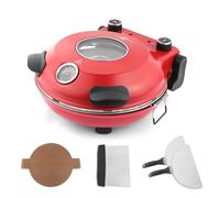 KLAIF Electric Pizza Oven Indoor With 12" Ceramic Stone, Dual Adjustable Temperature Controls, Includes 4 Pizza Tools, LMR-Red