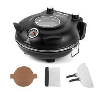 KLAIF Electric Pizza Oven Indoor With 12" Ceramic Stone, Dual Adjustable Temperature Controls, Includes 4 Pizza Tools, LMC-Black