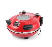 KLAIF Electric Pizza Oven Indoor, With 12" Ceramic Stone, Visible Glass Window, 4-minutes Pizza Maker, 5 Temp Settings, 420°C Max, 1200W, LM-Red