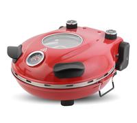 Klaif Electric Pizza Oven, Visible Glass Window, 4-minites Pizza Maker with 31cm Ceramic Stone, 5 Temp Settings 420°C Max, 1200W Red