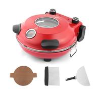KLAIF Electric Pizza Oven With 12" Ceramic Stone, Dual Adjustable Temperature Controls, Includes 4 Pizza Tools, LMR-Red