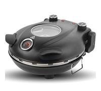 Klaif Electric Pizza Oven, With 31cm Ceramic Stone, Visible Glass Window, 4-minites Pizza Maker, 5 Temp Settings 420°C Max, 1200W Black