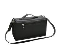 Klaisy 120 Slots Leather Marker Case with Shoulder Strap Large Capacity Multi-Layer Markers Holder Carrying Bag for Paint Brush Blue Art Bag