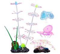 Klaisy 4Pcs Corals Waterplant Fishtanks Ornament Natural Lookings Coralreef Fluorescence Color Decoration For Aquariums Landscapes