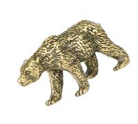 Klaisy Antique Animal Figurine Vintage Brass Bear Miniature Statue Home Office Decoration Shelf Desktop Art Piece Ornament Antiqued Brass Bear Sculpture